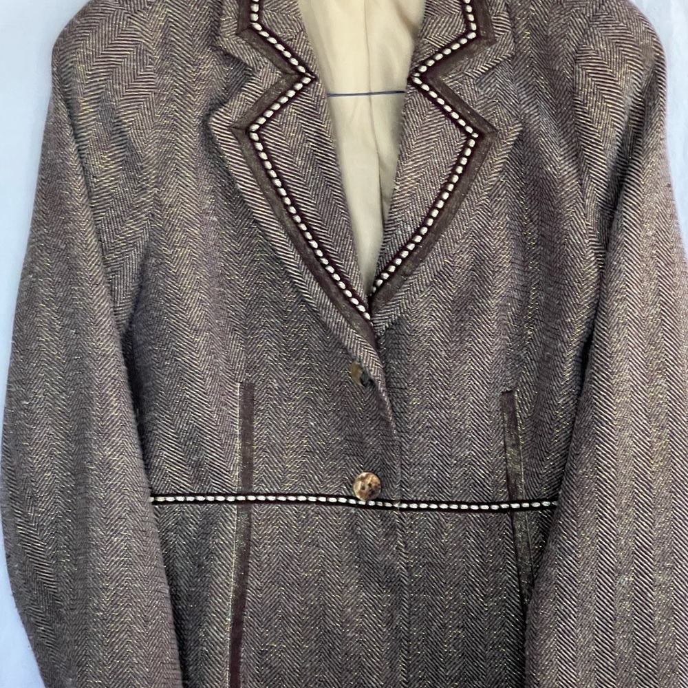 Coldwater Creek Brown Herringbone Blazer